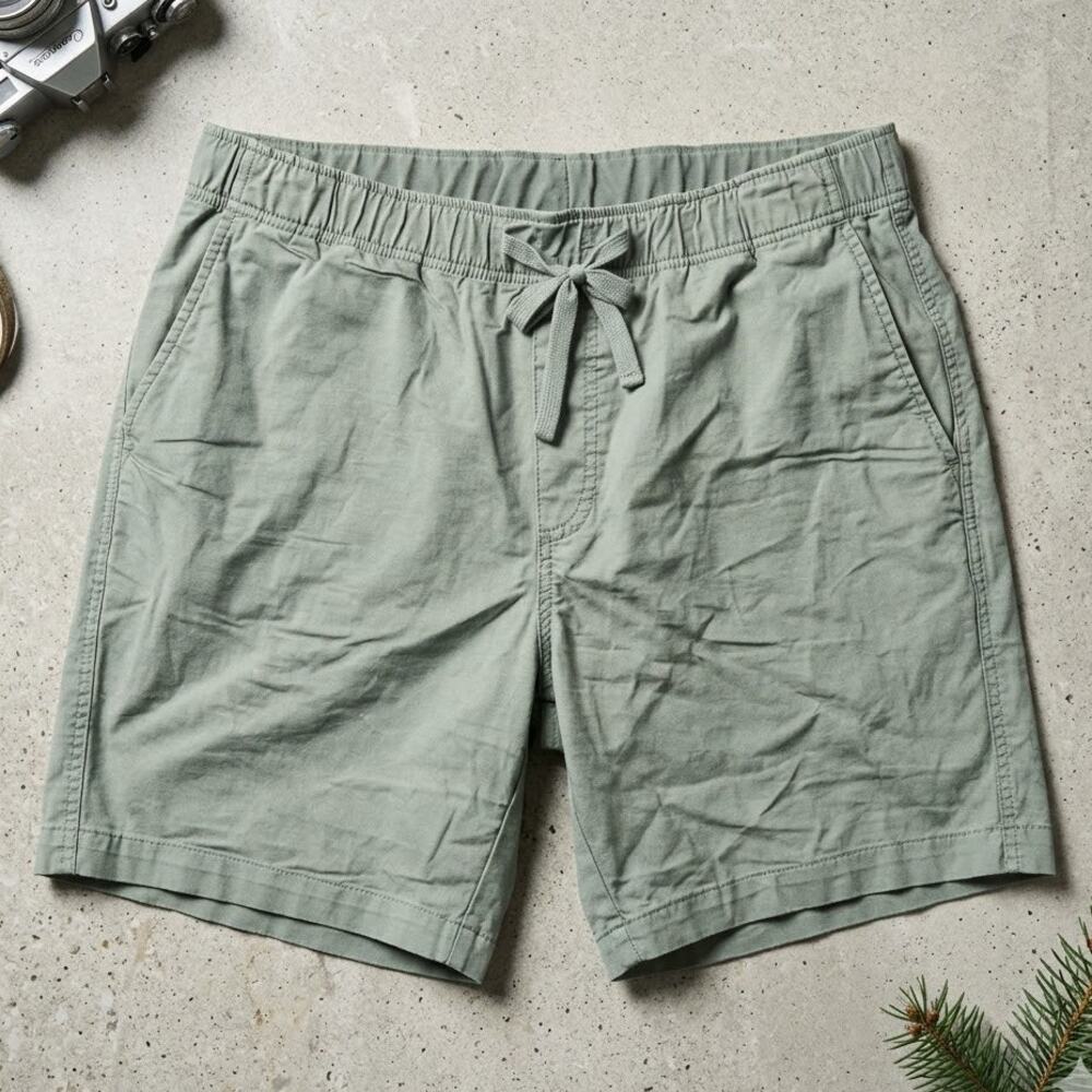 GAZMAN Men's Shorts Medium Pull On Elastic Waist Stretch Cotton Sage Green